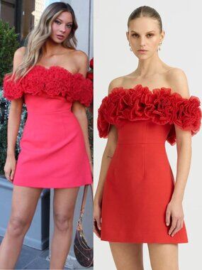 Sonya Moda Nahla Mini Dress Sorrento Red Off the Shoulder‎ Rosette Size XL NWT